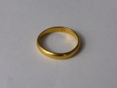 A 22 ct Gold Hallmark Wedding Band, size L, approx 2.9 gms