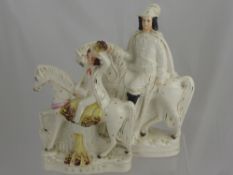 19th Century Staffordshire Flatback Figure, 'Bonnie Prince Charlie', approx 33 cms together with a