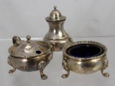 Silver Edward VIII Cruet, Sheffield hallmark, dated 1936/7, with the original blue liners, approx