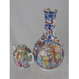 A Late 18th Century Chinese Vase, hand painted with figures in a garden approx 27 cms, together with