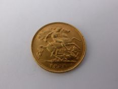 An Edward VII Gold Half Sovereign, dated 1908.