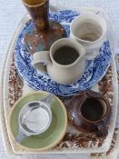 Miscellaneous Porcelain and Pottery, including two oblong Spode Meat Plates, four Copeland Spode