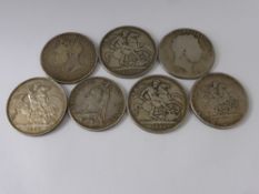 A Quantity of Solid Silver Crowns, including 1821, two dated 1889, 1890 (7 gms) and one half crown