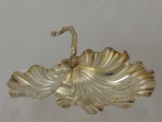 A Silver Plated William Hutton Bon Bon Dish, of naturalistic form, supported on three shell feet