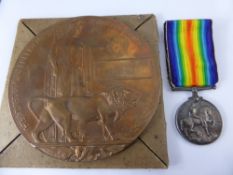 A Great War Medal 31249 awarded to Pte. F W Purnell Glos, together with a bronze death plaque