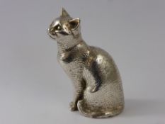 A Silver Figure of a Cat, mm H Ltd, dated 1975 signature G Moore to base, approx 370 gms