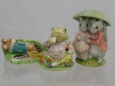 Three Beswick Beatrice Potter Figures, including 'Goody and Timmy Tiptoes', 'Lazybones', 'Jeremy