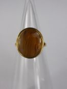 A 9ct Yellow Gold Banded Agate Seal Ring, Agate 15 x 13 mm, size O, mm A & W, approx 6.2 gms