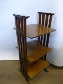 An Edwardian Mahogany Inlaid Three Tier Stand, approx 32 x 32 x 78 cms