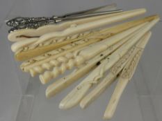 Quantity of Ivory Glove Stretchers, together with a pair of silver handled glove stretchers.