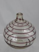 A Studio Glass Vase, the vase of globular form with concentric circles, approx 20 cms