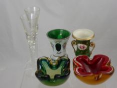Miscellaneous Porcelain and Glass, including a Whitefriar ashtray, Italian glass ashtray,