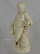 A Continental Bisque Figure of a Boy, depicted with scythe and wheat sheaf, approx 24 cms