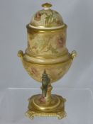 An Antique Hand Painted Wedgwood Samovar, the urn shaped samovar having floral gilded decoration