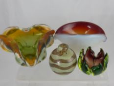 Quantity of Art Glass, including two decorative Murano style bowls, a vase and an ashtray. (4)