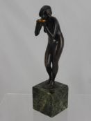 Victor Heinrich Seifert (1870-1953) Austrian, A bronze figure, 'Trinkende Frauenakt,' a young