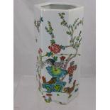 A Chinese Export Ware Six Sided Vase, painted with chickens and tree peony, approx 27 cms, with