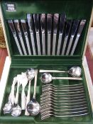 Miscellaneous Vintage Viners Stainless Steel Flat Ware, both 12 pce, a cake set together with a