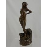 T.T. Nielson, A Bronze Figure of a Naked Lady, with a male crouched at her feet, approx 38 cms
