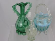 A Venetian Glass Condiment, with oil and vinegar divide, approx 22 cms together with a small