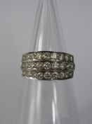 A Lady's 18ct White Gold and Diamond Tri-Band Ring, 27 Dias, approx 0.80 Cts, Size P, approx 5.4