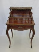 A Lady's Edwardian Burr Yew Wood Ormulu Escritoire with two short drawers and swagged and