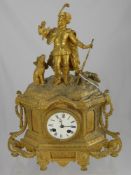 A Victorian Brass Finish Chiming Mantel Clock, the movement nr 5158, stamped 74 EMM80 to case