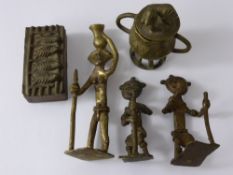 A Quantity of West African Ashanti Metal 'Gold' Weights, in the form of male figures, a jar, a