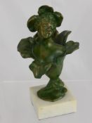 After Henri Godet (1863 -1937) Bronze Art Nouveau style figure of a girl emerging from a flower,