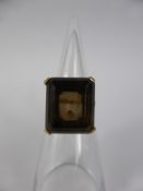 A Lady's 9ct Yellow Gold Smokey Quartz Ring, Size N, Emerald Cut Quartz 16.5 x 14.5 mm mm AJW,