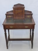 A Lady's Edwardian Rosewood Writing Desk, with box inlay, fitted interior, green tooled leather, two