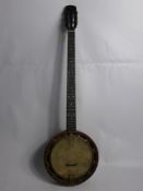 A Circa 1930's Five String 'New Windsor' Patent Zither Banjo Nr 8, walnut neck with an ebony