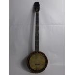 A Circa 1930's Five String 'New Windsor' Patent Zither Banjo Nr 8, walnut neck with an ebony