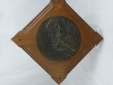 A Circa 1920 Huguenin (French) Bronze Plaque, in shallow relief depicting Fisherman, displayed on