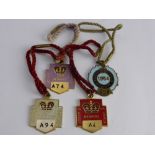 Four Enamel Ascot Members Badges, including the Years 1954, 1986, 1987 and 1988.
