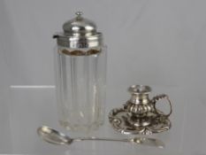 Miscellaneous Silver, including a Cut Glass Silver Rimmed Mustard Pot, dated 1844 together with an