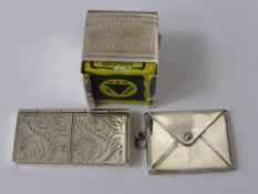 Two 925 Silver Stamp Boxes together with a silver metal snooker chalk holder. (3)