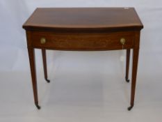 A Victorian Mahogany Side Table, with box inlay to the top, single drawer to the front, with foliate