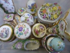 Miscellaneous Continental Porcelain Pottery, including a posy vase, Sitzendorf trinket dishes,