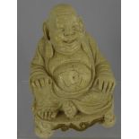 A Ceramic Crackle Glaze Buddha, depicted seated in a contemplative pose, approx 26 cms