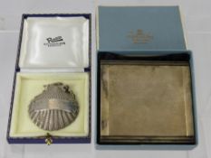 A Silver Cigarette Case, engine turned, Birmingham hallmark, dated 1954, mm D. Bros together with