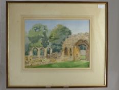 Mary Waldron Watercolour of Hailes Abbey, together with a watercolour depicting a Parish Church,