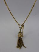 An Antique Silver Gilt 'Tassel' Pendant, suspended from a 9ct yellow gold chain, approx 12.9 gms