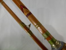 A Vintage Split Cane Fishing Rod, approx 8 ft