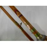 A Vintage Split Cane Fishing Rod, approx 8 ft