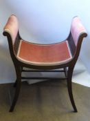 A Mahogany Inlaid Window Seat, upholstered with pink velvet, approx 60 x 40 x 76 cms