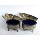 A Pair of Silver Cigarette Holders/Ashtrays, in the form of river punts together with a pair of