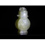 Chinese 20th Century Celadon Jade Square Neck Vase, the deep body of the vase being 7.5 cms (3")