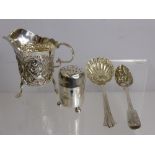 A Collection of Miscellaneous Silver, including cream jug, the jug depicting a bird in flight,