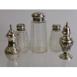 A Collection of Miscellaneous Silver Condiments, including Mother of Pearl salts, peppers and